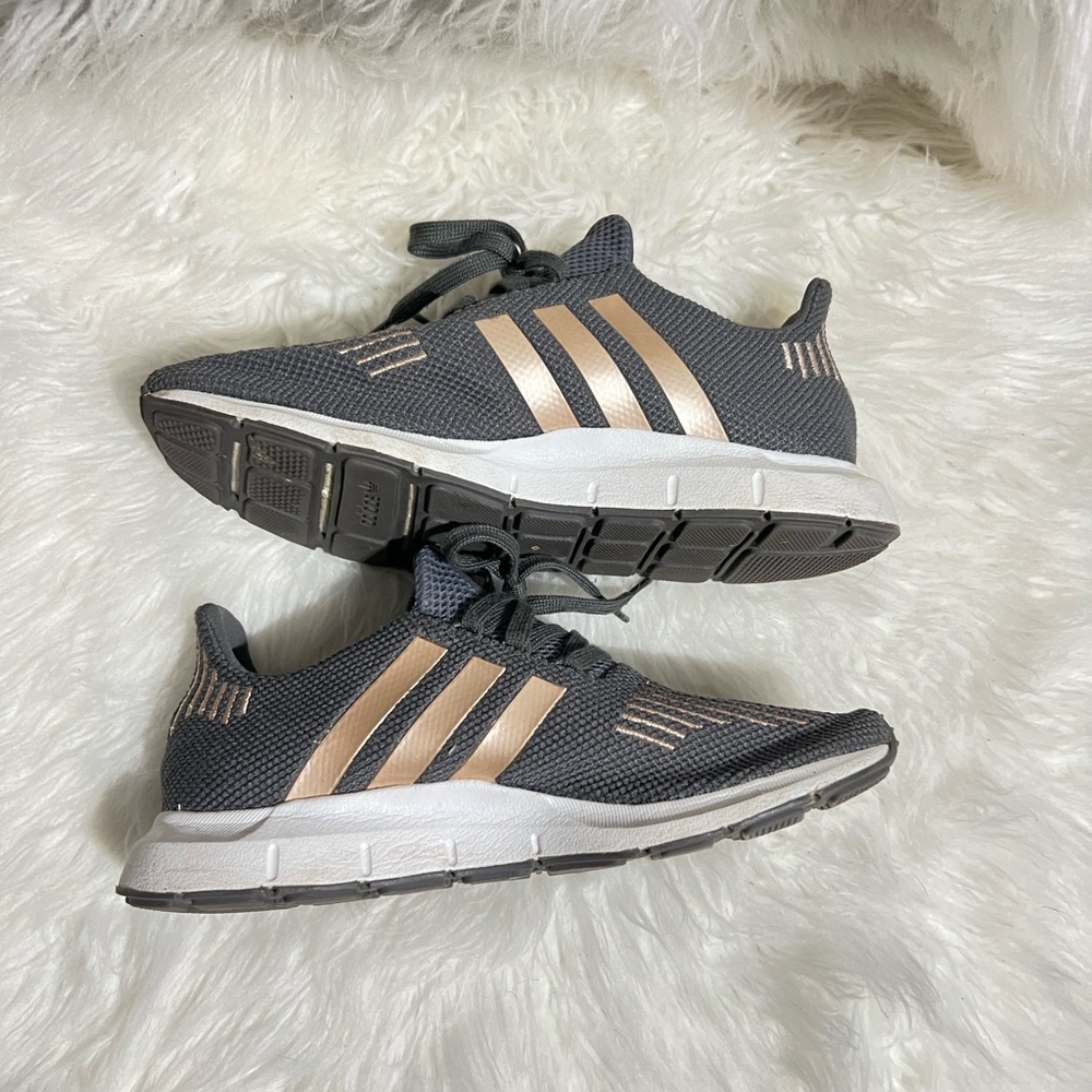 Adidas Gray and Gold Sneakers